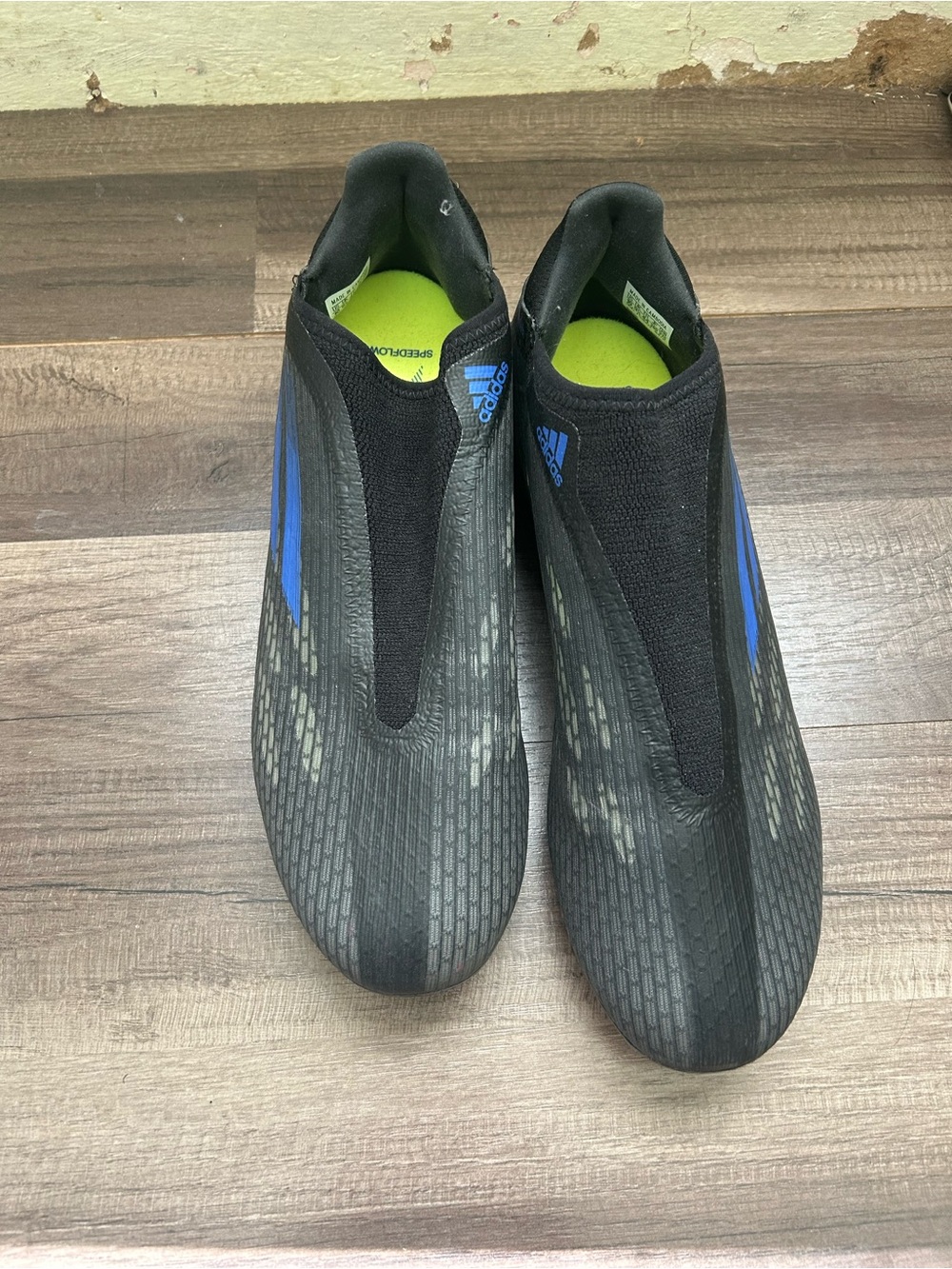 adidas Black & Blue Slip-On Soccer Shoes